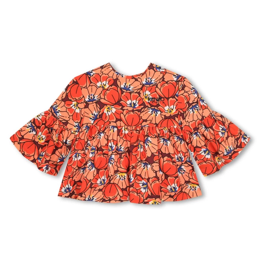 "KIDS21 Peach Ikebana Blouse for Women - Floral Japanese Style Top"