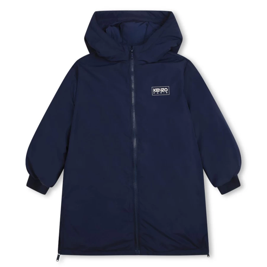 KIDS21 Navy Logo Puffer Jacket for Kids | Kenzo Style Winter Coat