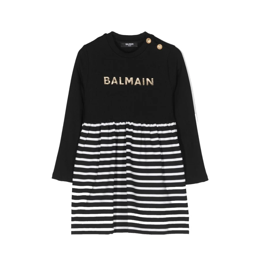 KIDS21 Black Logo Stripe Dress for Kids - Stylish & Comfortable