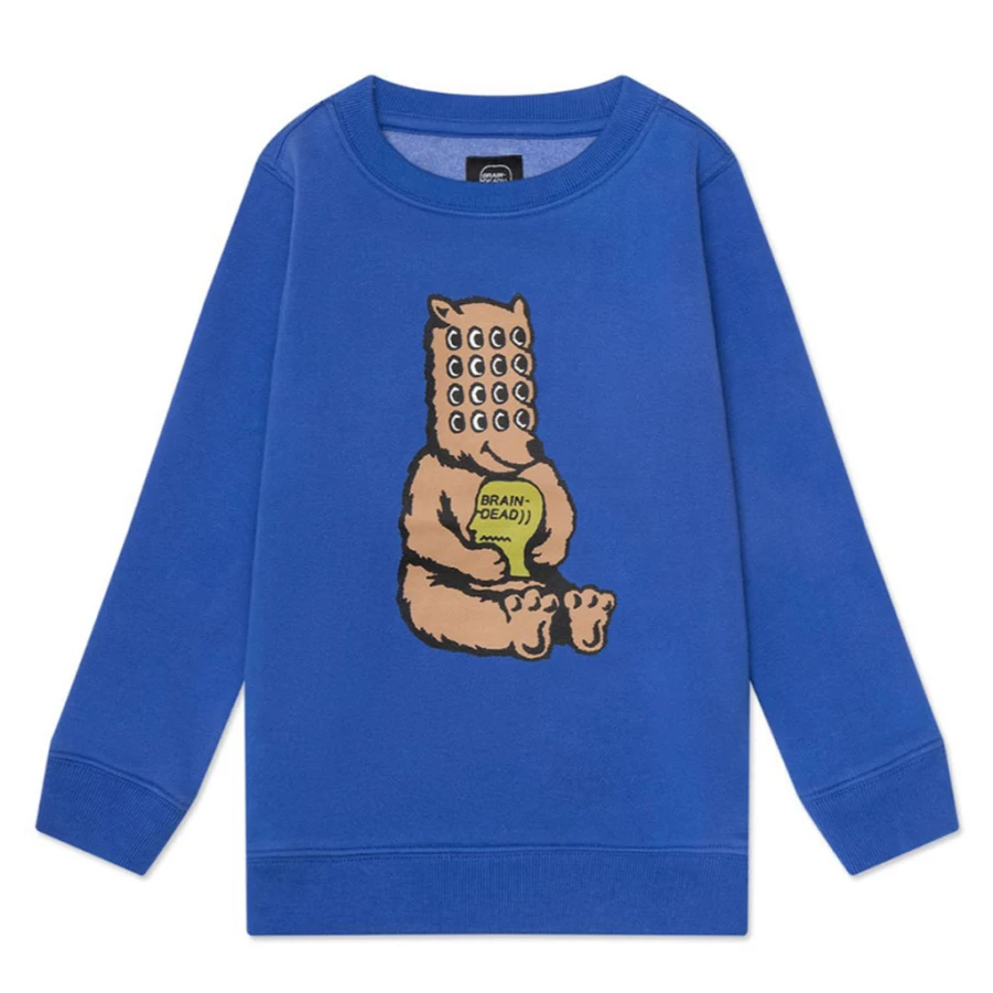 KIDS21 Blue Bear Brain Kids Crewneck Sweatshirt - Soft Cotton Pullover for Boys & Girls