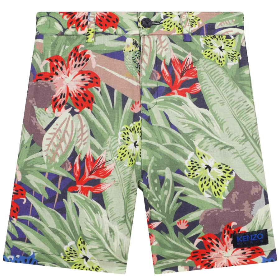 "KIDS21 Multi-Colored All-Over Greenhouse Print Bermuda Shorts for Kids"