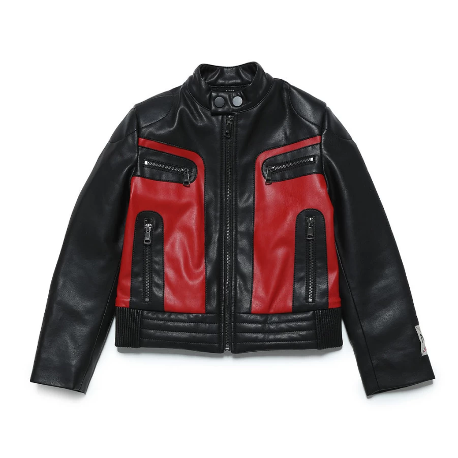 "KIDS21 Black Faux Leather Jacket for Kids – Stylish Vegan Leather Outerwear"