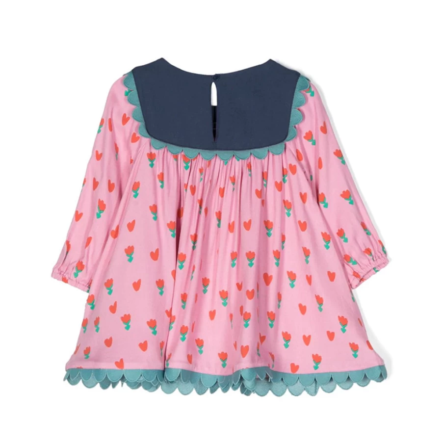 KIDS21 Multi-Colored Hearts Tulips Floral Print Dress for Girls