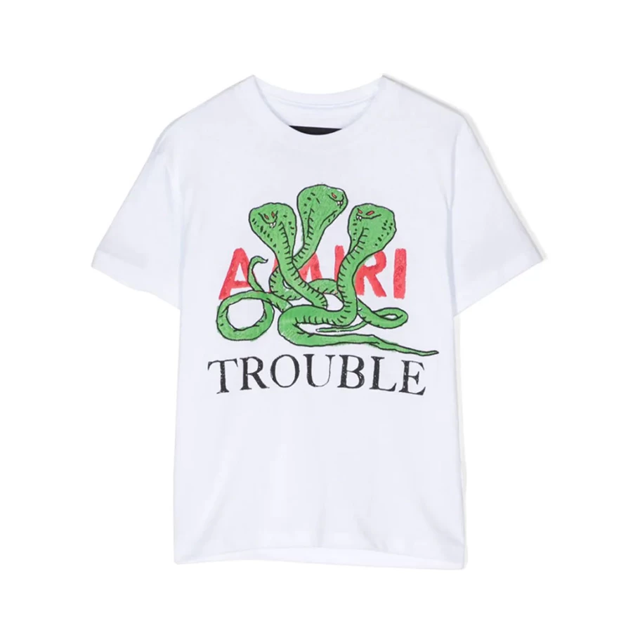 KIDS21 White Amiri Trouble Tee for Kids - Stylish Graphic T-Shirt