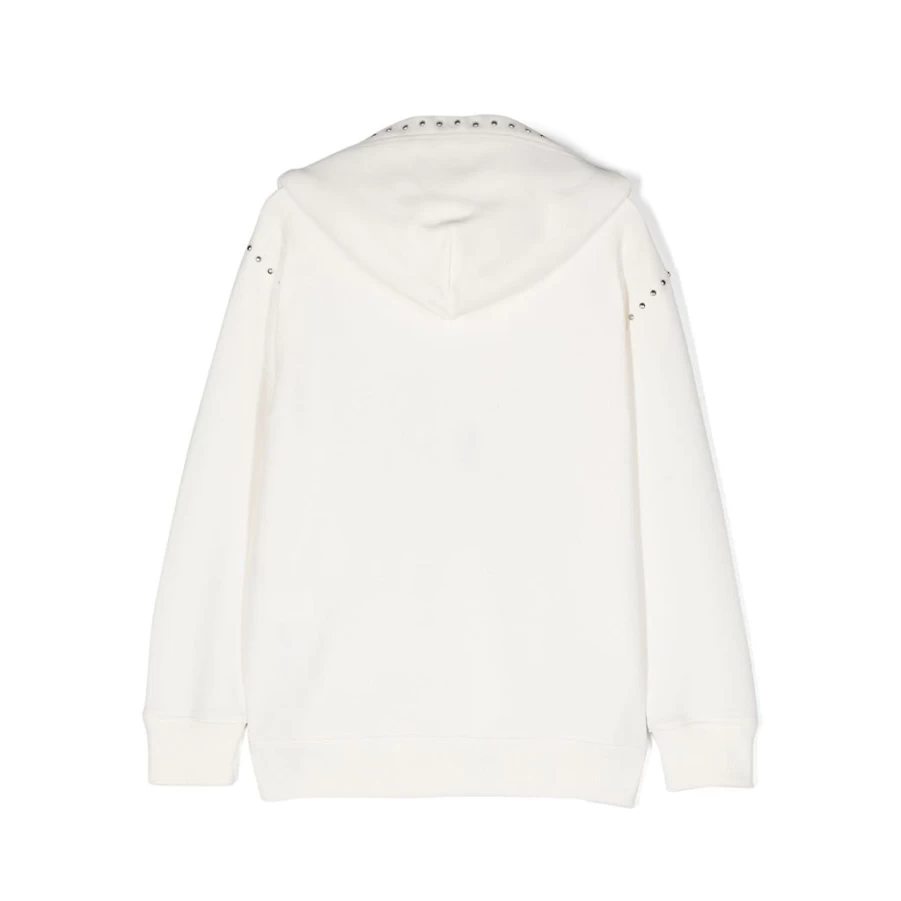 "KIDS21 White Studded Hoodie for Kids - Edgy Rhinestone Pullover"