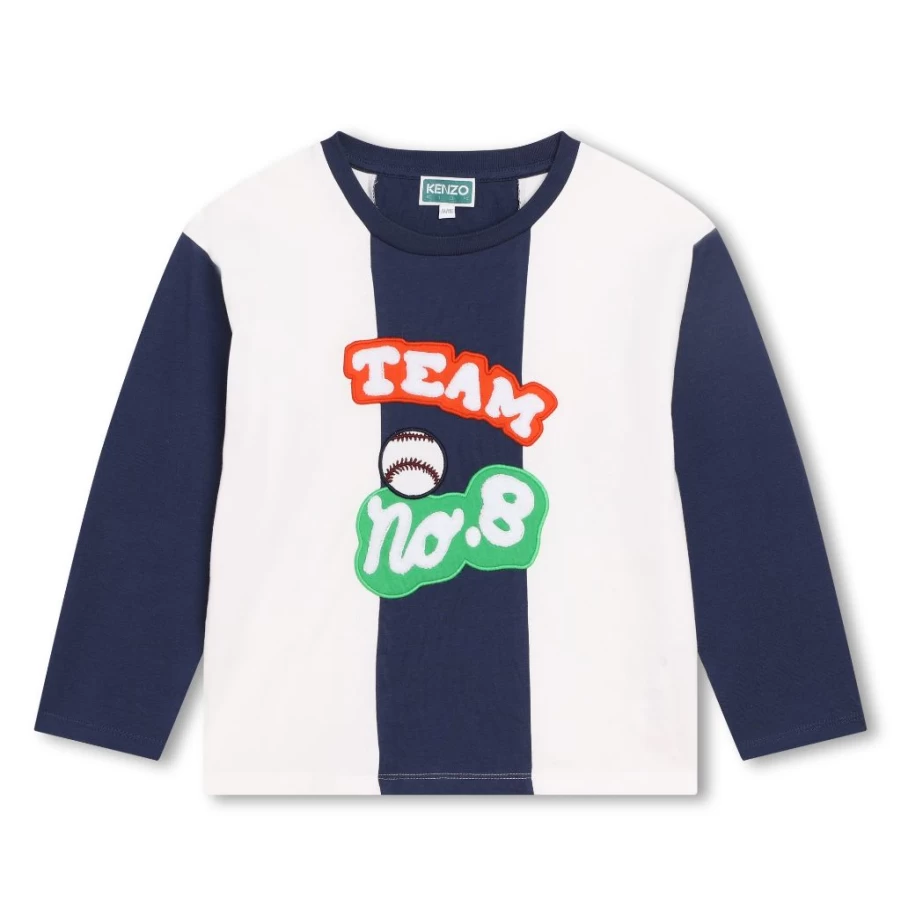 KIDS21 Navy Blue Long Sleeve Typography T-Shirt for Men and Women