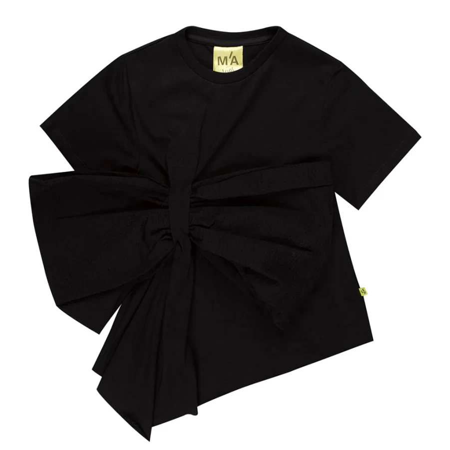 "KIDS21 Black Big Bow T-Shirt for Kids - Stylish & Comfortable Top"