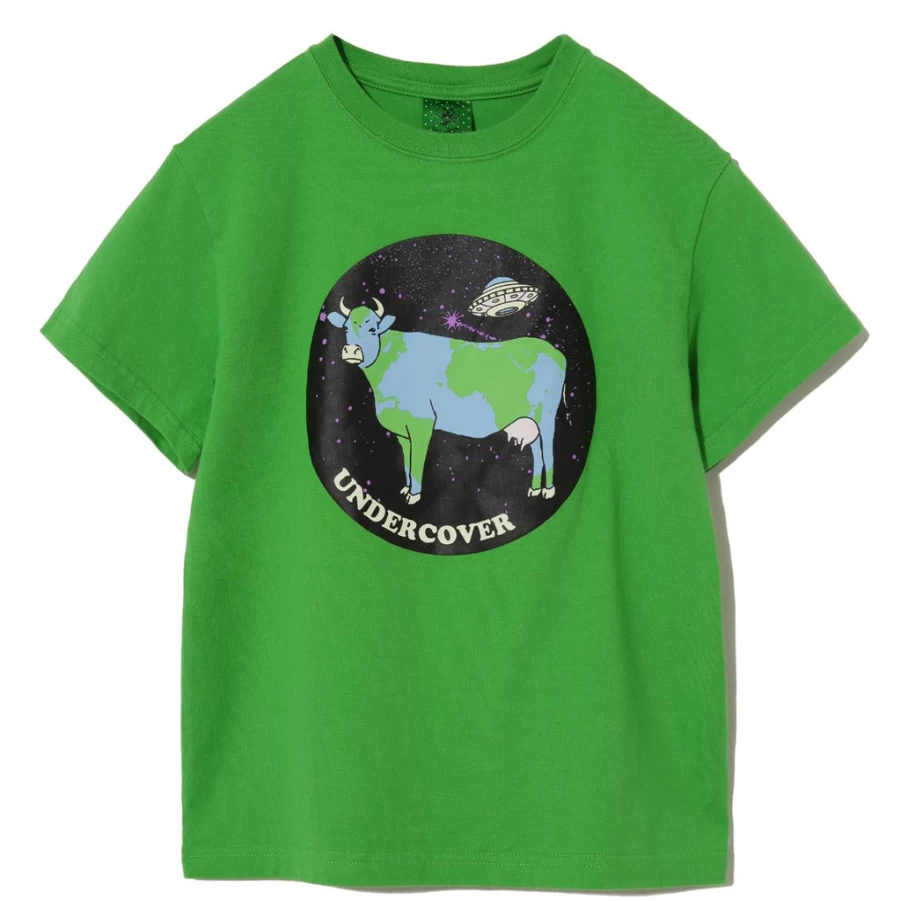 "KIDS21 Green Space Cow Graphic T-Shirt for Kids - Fun Astronaut Cow Design"