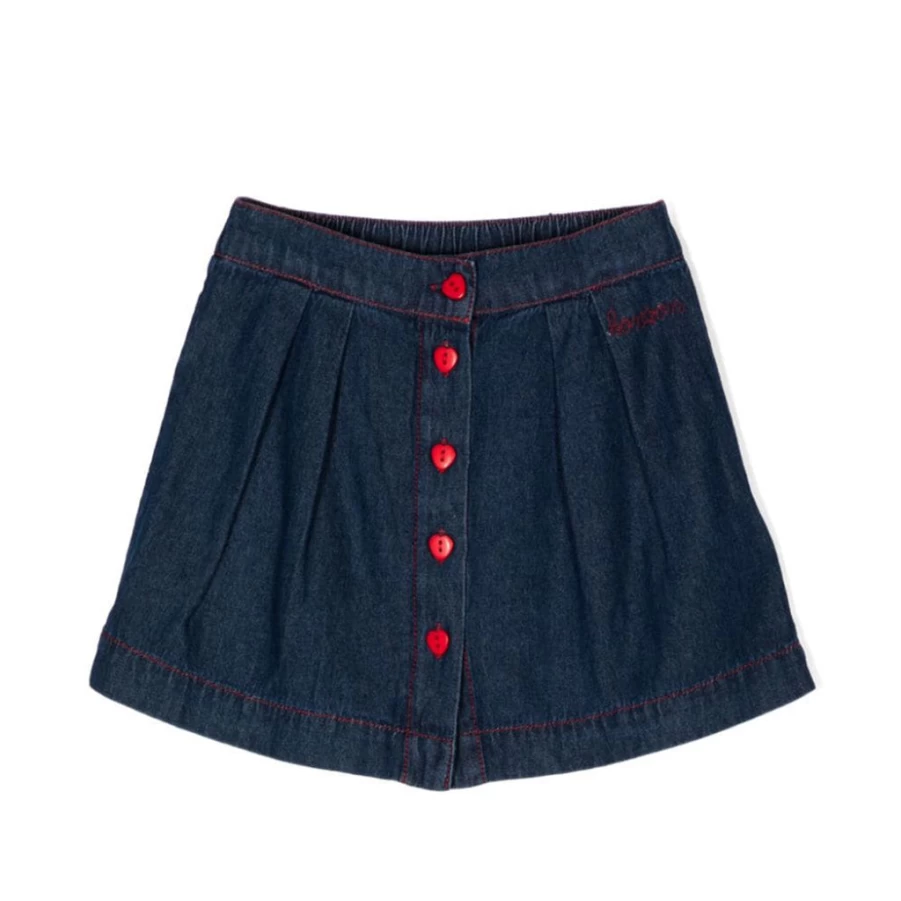 KIDS21 Indigo Denim Skirt for Kids - Hearts Embroidered Jeans Skirt for Girls