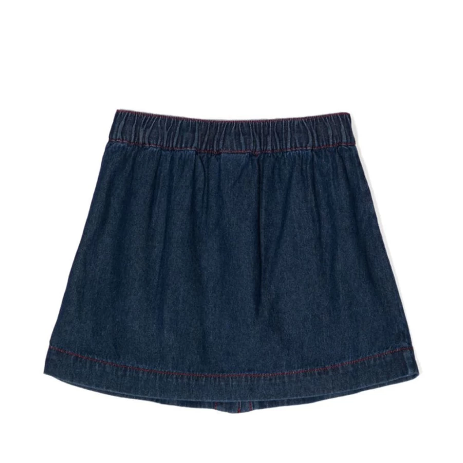 KIDS21 Indigo Denim Skirt for Kids - Hearts Embroidered Jeans Skirt for Girls