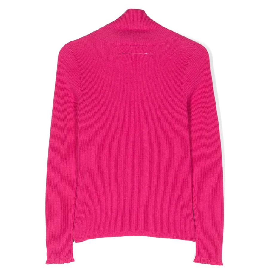 KIDS21 Fuchsia Turtle Neck Knitwear Top for Kids - Soft Winter Sweater