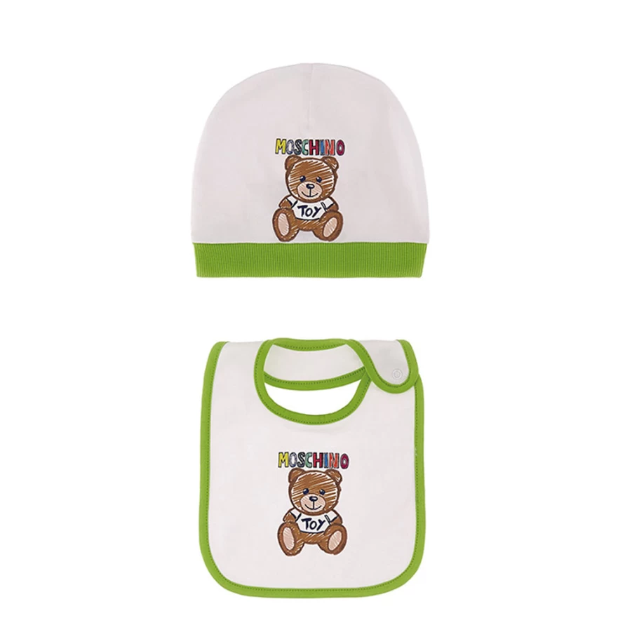 KIDS21 Baby Hat & Bib Set - Soft White Cotton Newborn Essentials for Boys & Girls