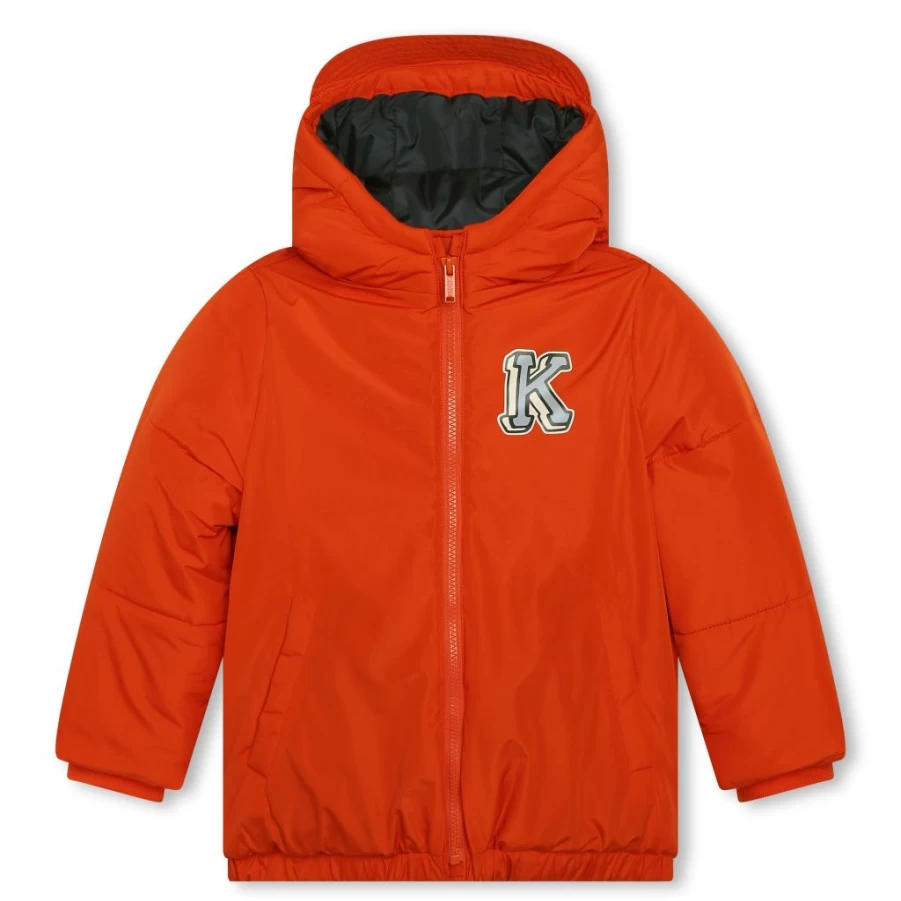 KIDS21 Peach Varsity Tiger Puffer Jacket for Kids - Stylish Winter Coat