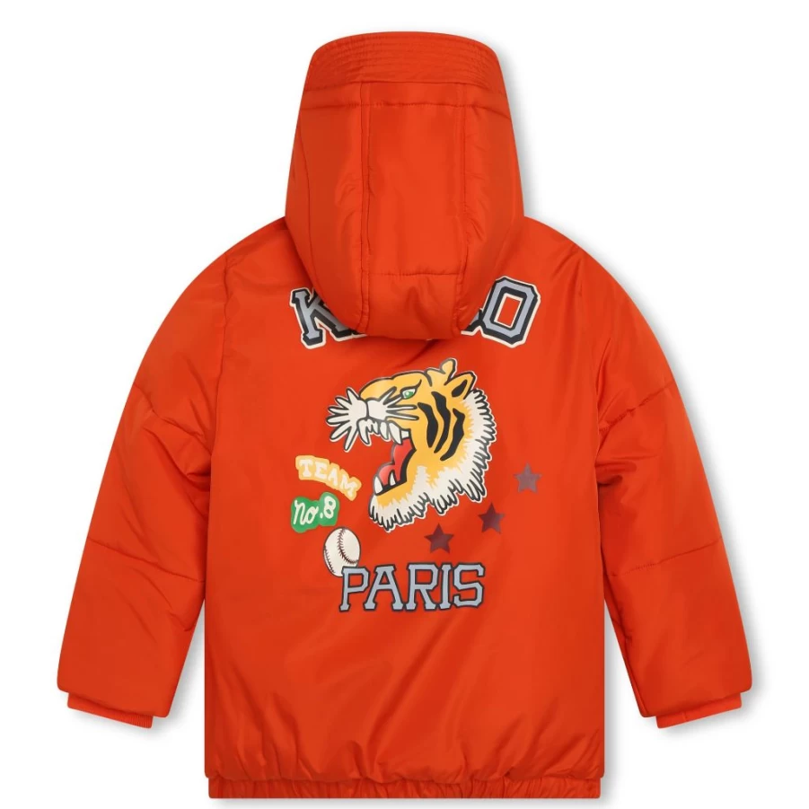KIDS21 Peach Varsity Tiger Puffer Jacket for Kids - Stylish Winter Coat