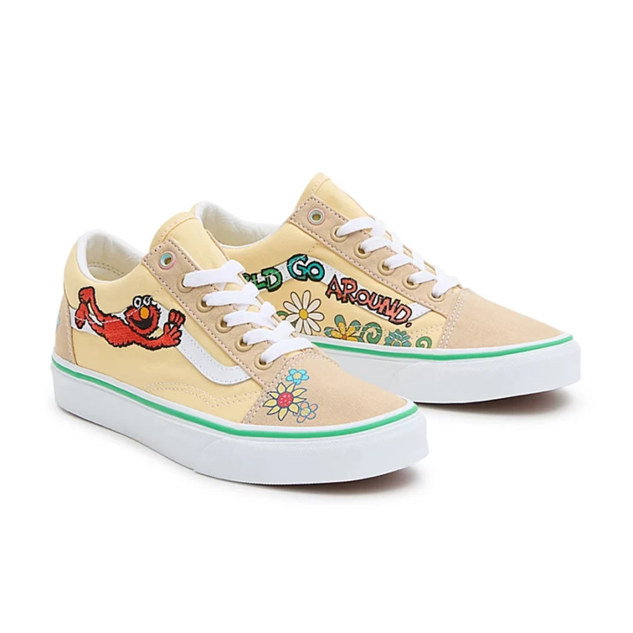 KIDS21 Beige Old Skool Shoes Inspired by Vans X Sesame Street Collab for Kids