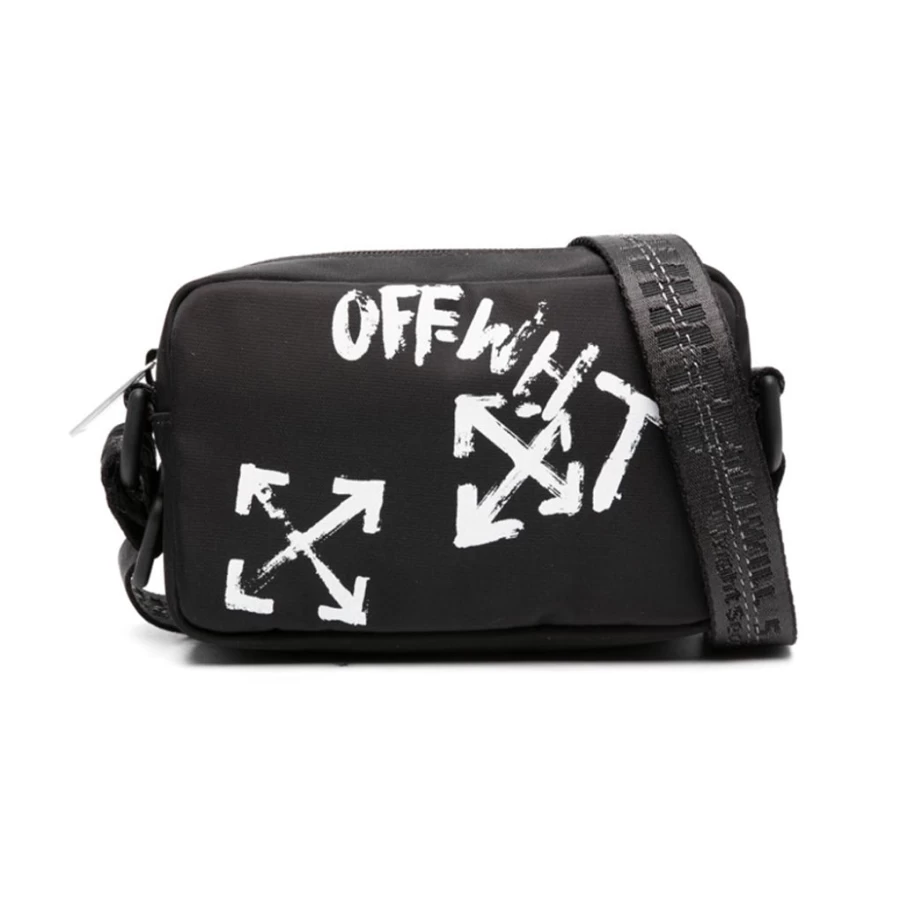 KIDS21 Black Paint Script Messenger Bag for Kids - Stylish & Durable School Backpack