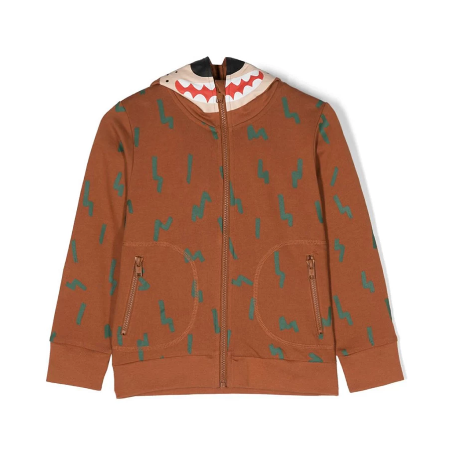 "KIDS21 Brown Bear Hooded Cardigan for Kids - Cozy Animal Print Sweater"