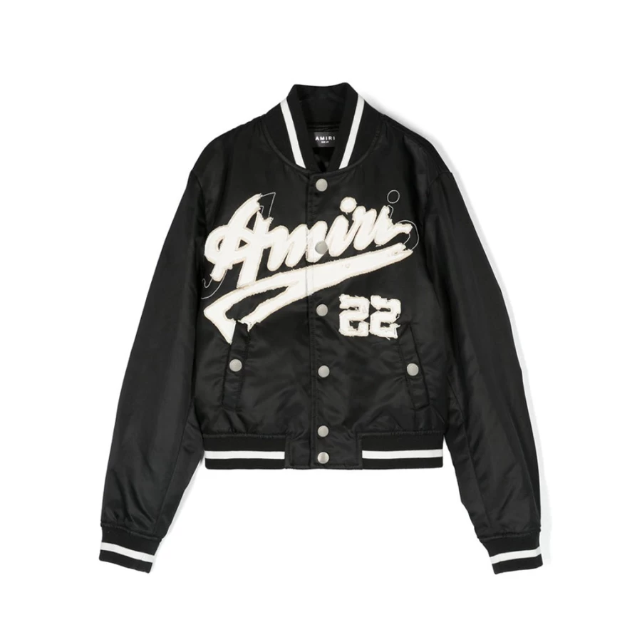KIDS21 Black Sateen Amiri 22 Bomber Jacket for Kids