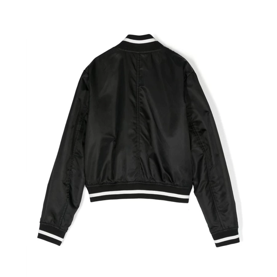 KIDS21 Black Sateen Amiri 22 Bomber Jacket for Kids