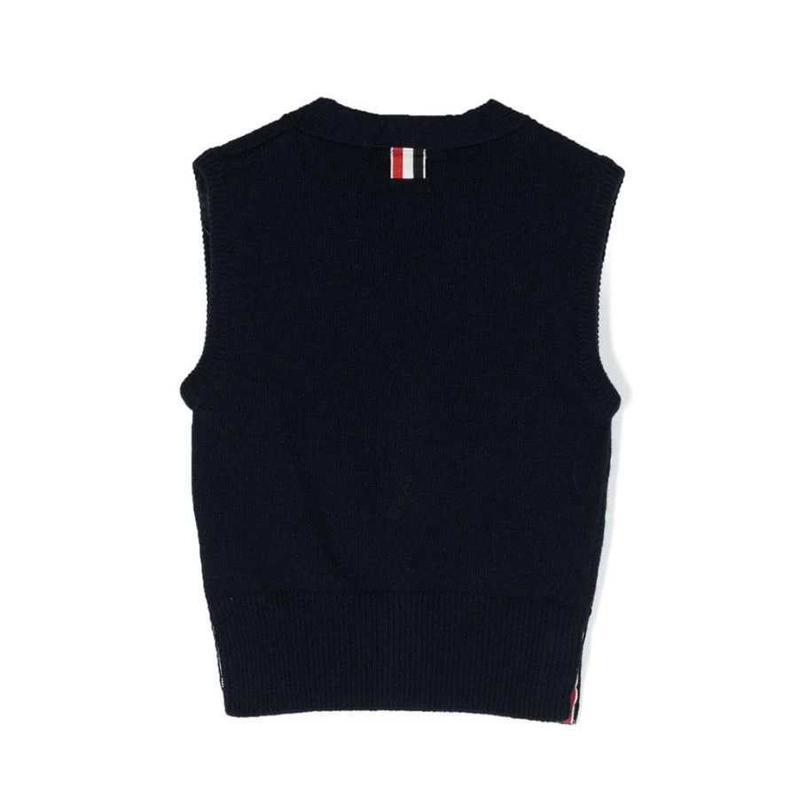 "Navy Embroidered Patch Cardigan Vest for Kids by KIDS21"