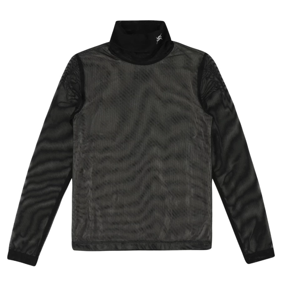 KIDS21 Black Mesh Turtle Neck Top for Kids - Breathable Comfortable Stretchable Fashion