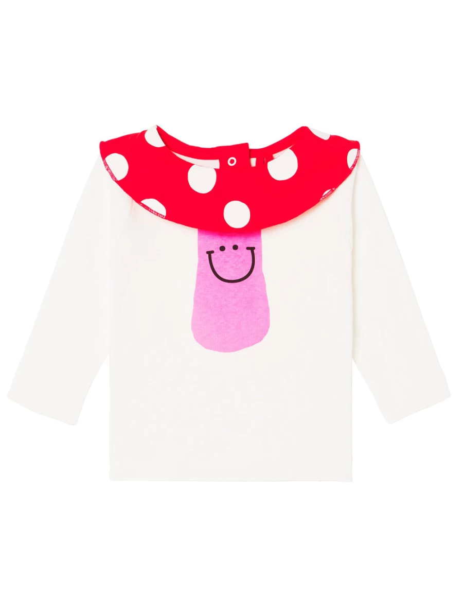 KIDS21 White Mushroom Print T-Shirt for Kids - Soft Cotton Graphic Tee
