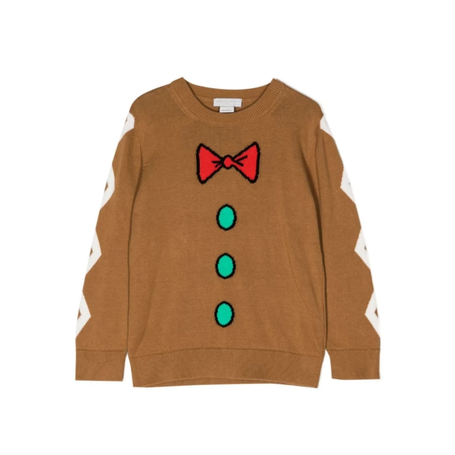"KIDS21 Brown Gingerbread Man Christmas Knit Sweater for Kids"