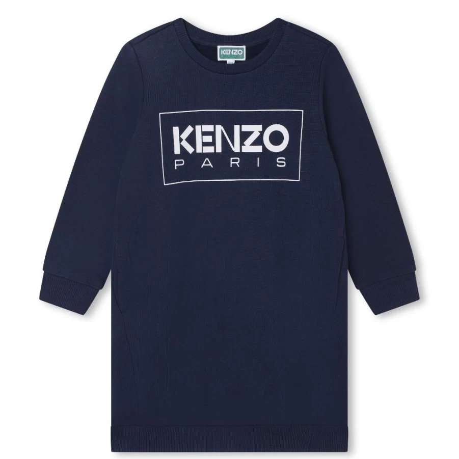 KIDS21 Navy Blue Logo Print Dress for Kids | Stylish Children's Dress