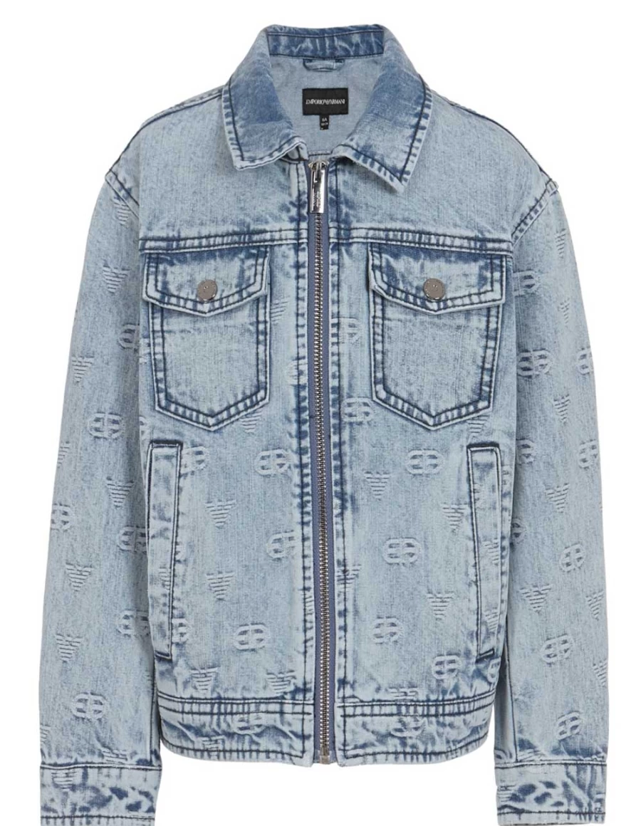 KIDS21 Indigo Denim Jacket with Logo Jacquard Design for Kids