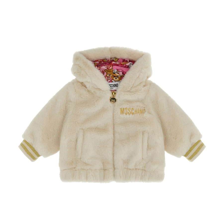 KIDS21 Ivory Hooded Jacket for Kids - Warm Fleece-Lined Winter Coat with Adjustable Drawstring
