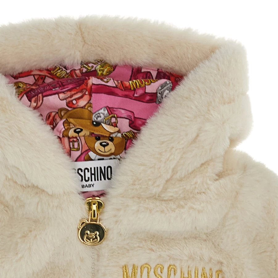 KIDS21 Ivory Hooded Jacket for Kids - Warm Fleece-Lined Winter Coat with Adjustable Drawstring