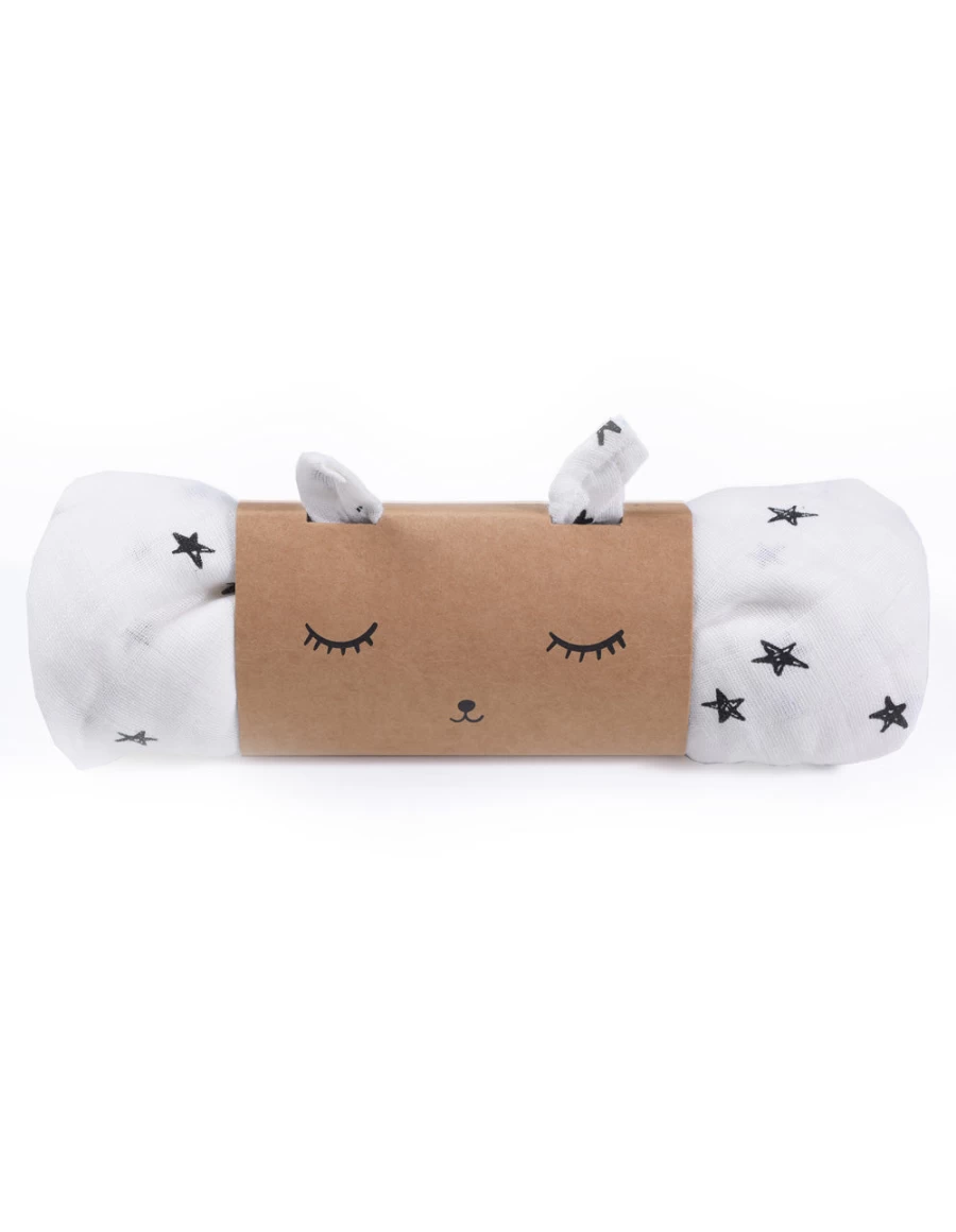 KIDS21 Organic White Muslin Star Swaddle Blanket for Babies