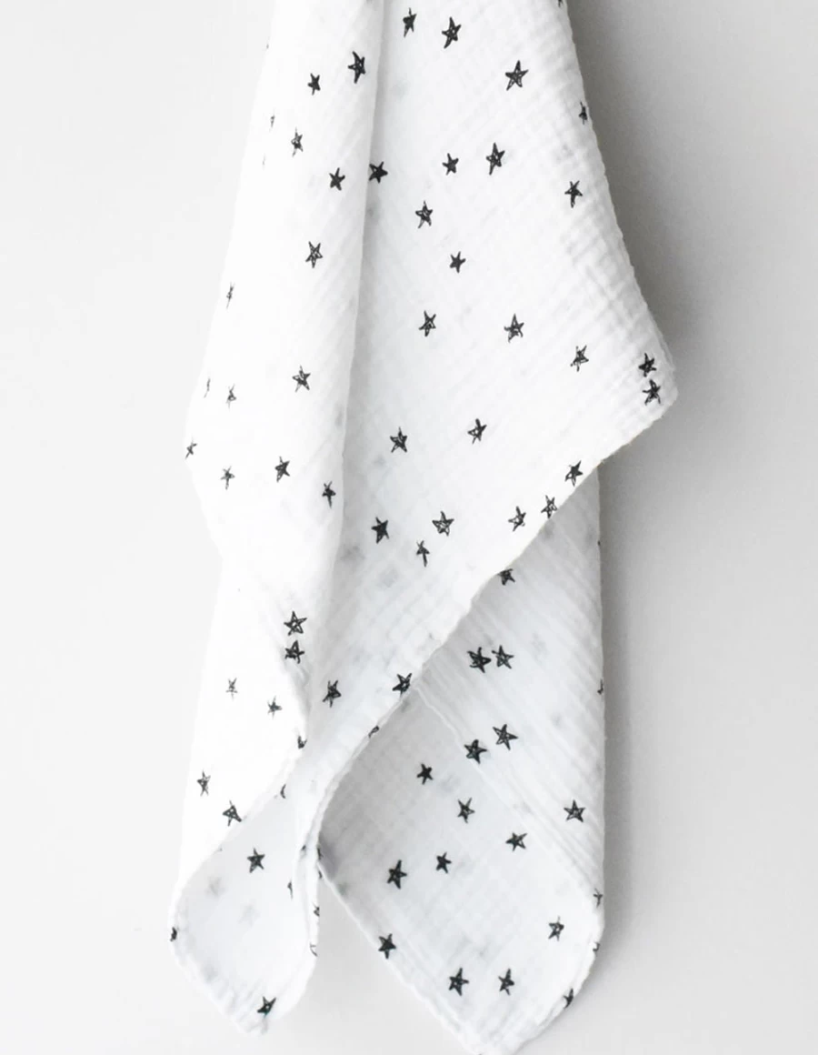 KIDS21 Organic White Muslin Star Swaddle Blanket for Babies