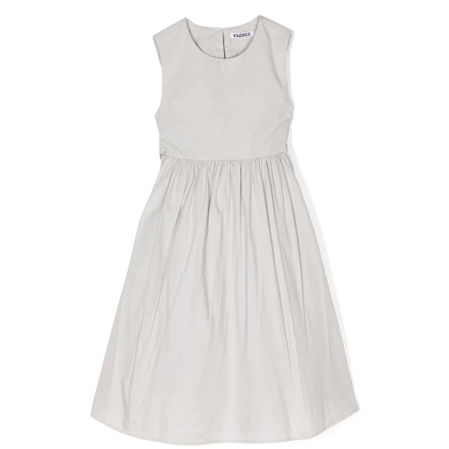 KIDS21 Grey Cotton Dress with Bow Detail for Kids - Comfortable & Stylish