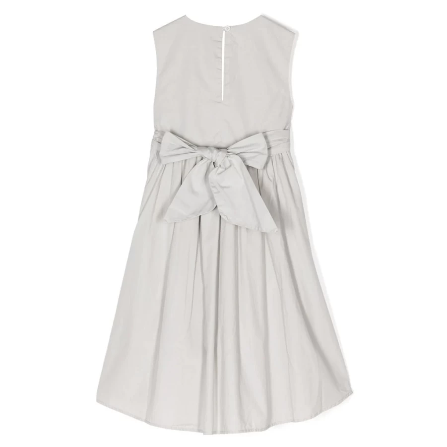 KIDS21 Grey Cotton Dress with Bow Detail for Kids - Comfortable & Stylish