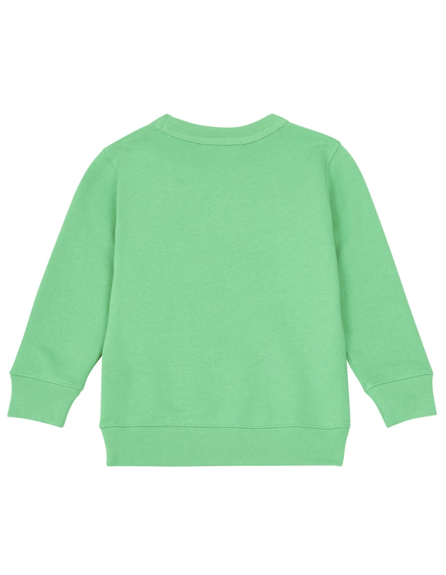 "KIDS21 Green Mini Crewneck Fleece Sweatshirt with Face Patch Design"