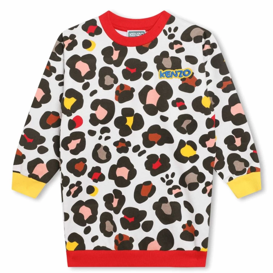 "KIDS21 Leopard Print Multi-Colored Dress for Kids – Stylish Animal Pattern Dress"