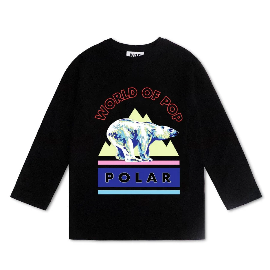 "KIDS21 Black Polar Graphic T-Shirt for Kids - Stylish & Comfortable"