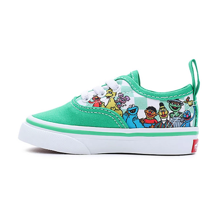 KIDS21 Green Elastic Laces Sneakers Inspired by Vans X Sesame Street Collab