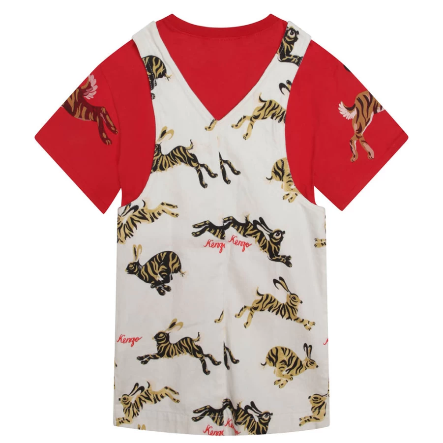 "KIDS21 Multi-Colored Rabbit Print Dress and T-Shirt Set for Kids"