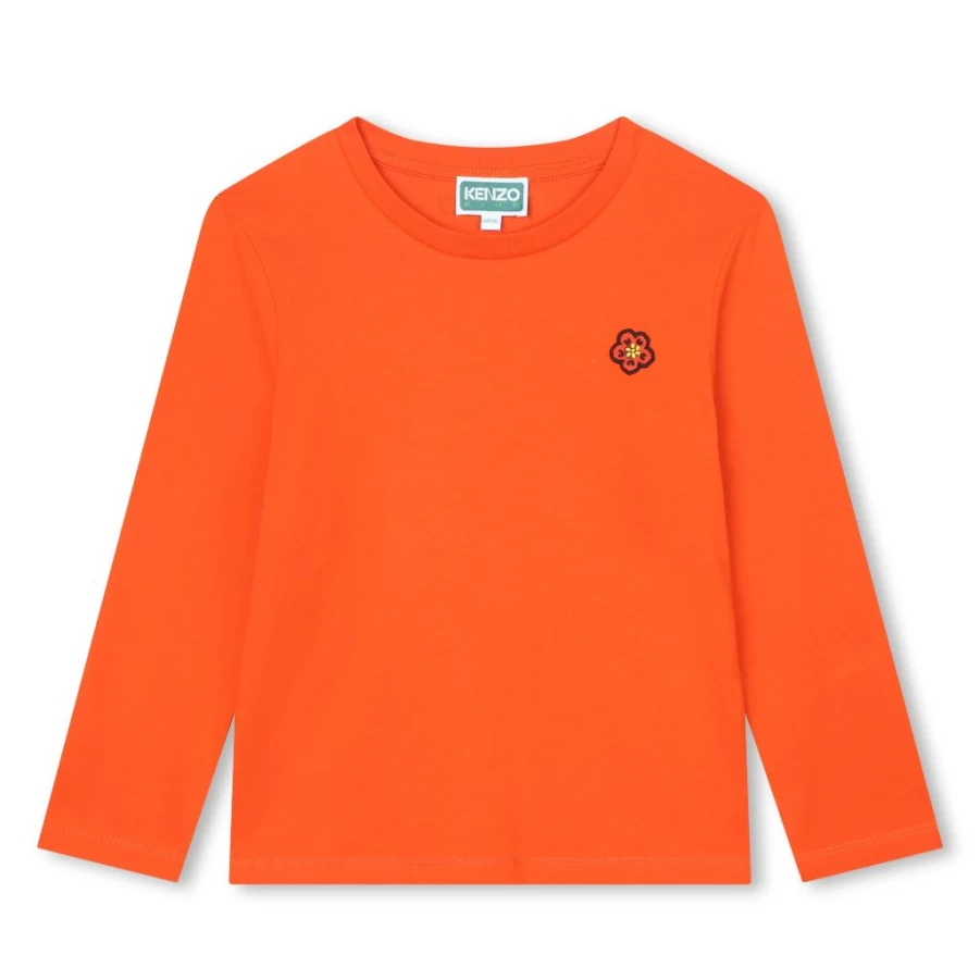 KIDS21 Peach Boke Badge Long Sleeve T-Shirt for Kids - Soft Cotton Comfortable Top