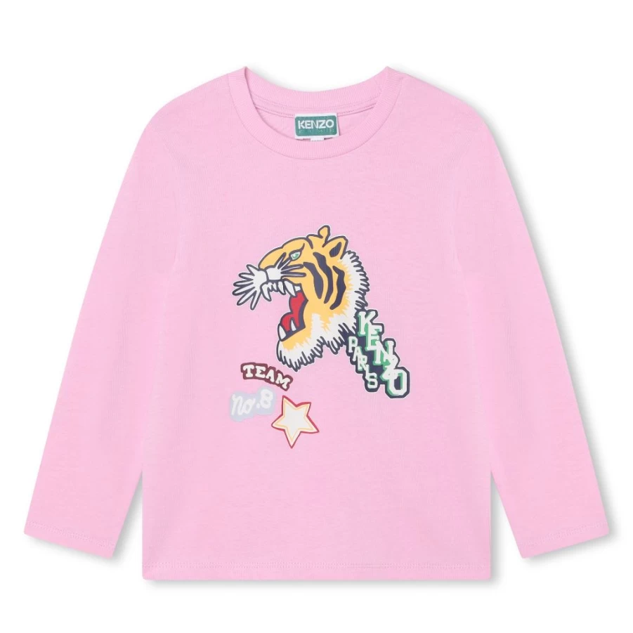 KIDS21 Pink Varsity Tiger Print Long Sleeve T-Shirt for Kids