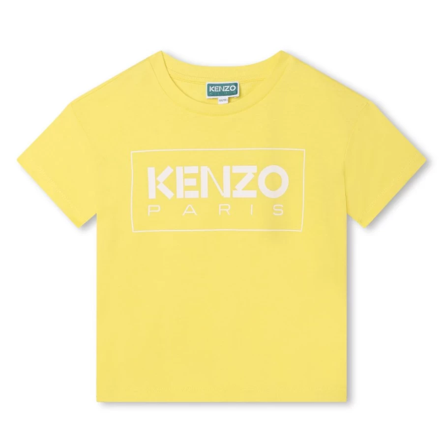 KIDS21 Yellow Kenzo-Inspired Logo Short Sleeve T-Shirt for Kids