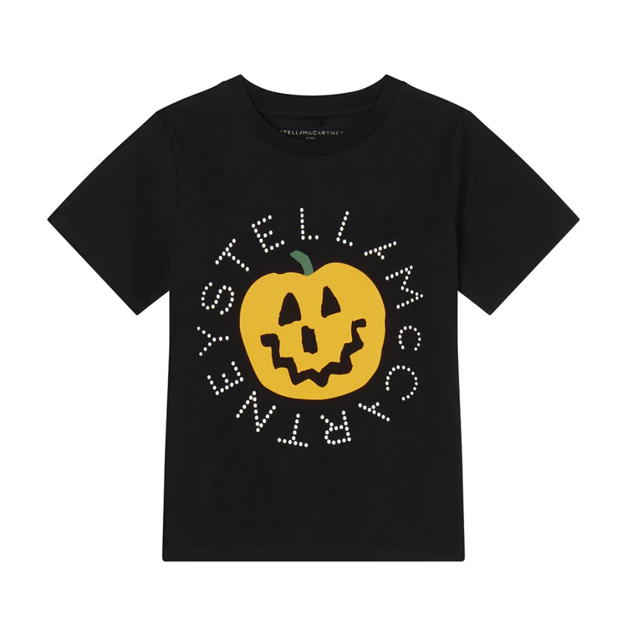 "KIDS21 Black Pumpkin Graphic T-Shirt for Kids - Halloween Themed Cotton Tee"