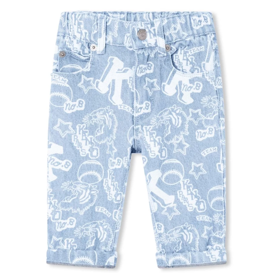 "KIDS21 Light Blue Baseball Allover Print Trousers for Kids"