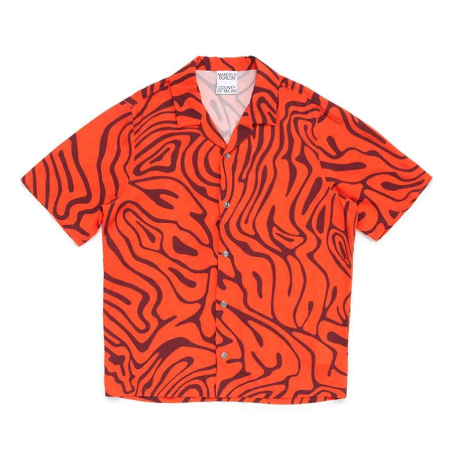 KIDS21 Orange AOP Fluid Hawaiian Shirt for Kids - Tropical Print Short Sleeve Shirt