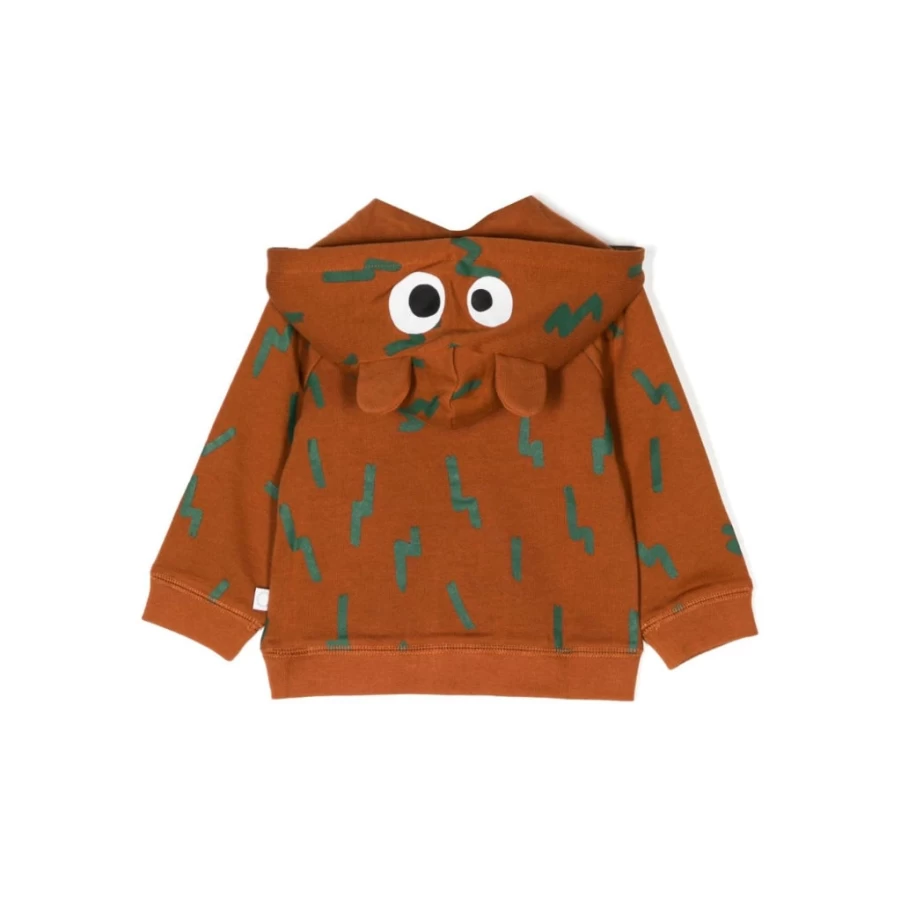 KIDS21 Green Bear Print Hooded Cardigan for Kids Cozy Fleece Jacket