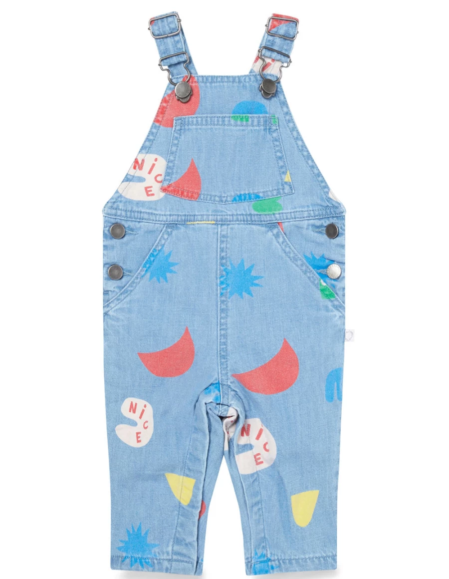 KIDS21 Blue Shapes Dungaree for Kids - Stylish and Comfortable Denim Overalls