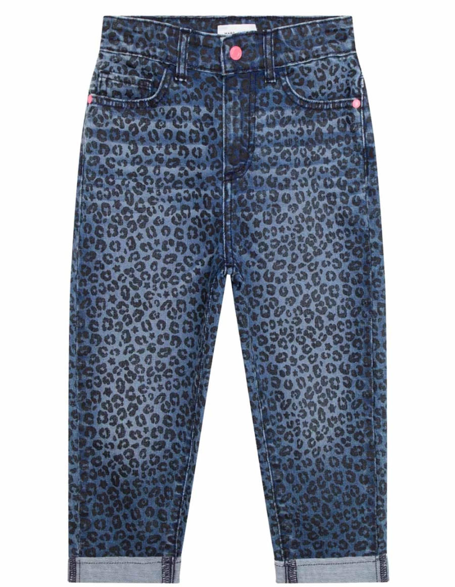 "KIDS21 Cheetah Print Indigo Jeans for Kids - Stylish Animal Print Denim"