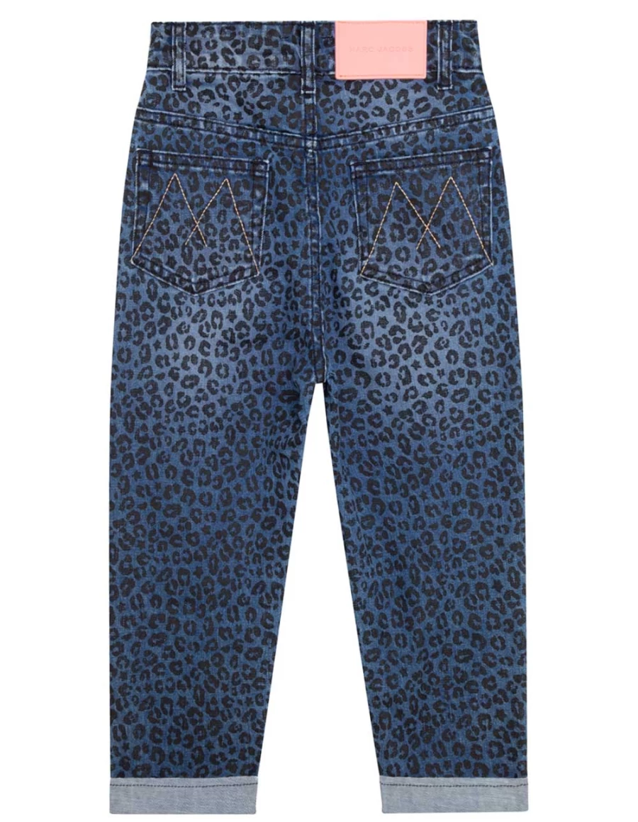 "KIDS21 Cheetah Print Indigo Jeans for Kids - Stylish Animal Print Denim"